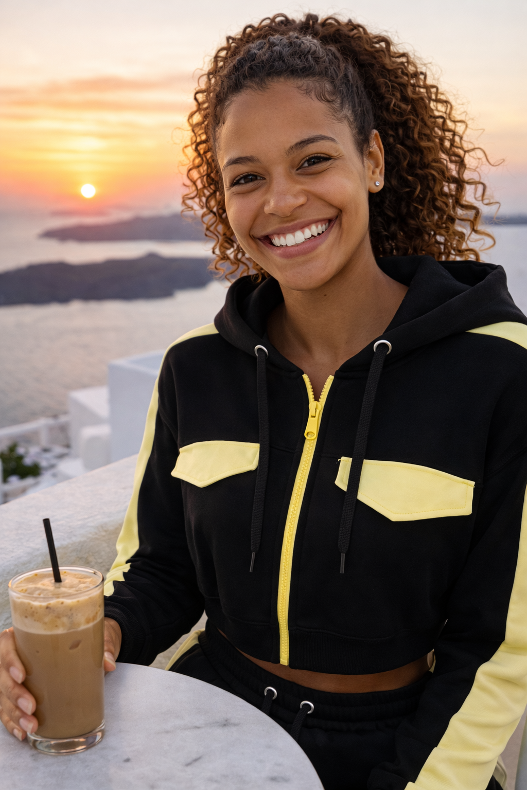 Damska Rozpinana Bluza HOODIE ZIP 5 "Black & Lemon" – Neon Shock - Polishh stuff