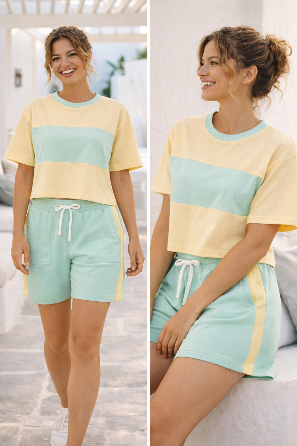 Damska Koszulka Dresowa Cropped "Butter Pistachio" – Summer Essence - Polishh stuff